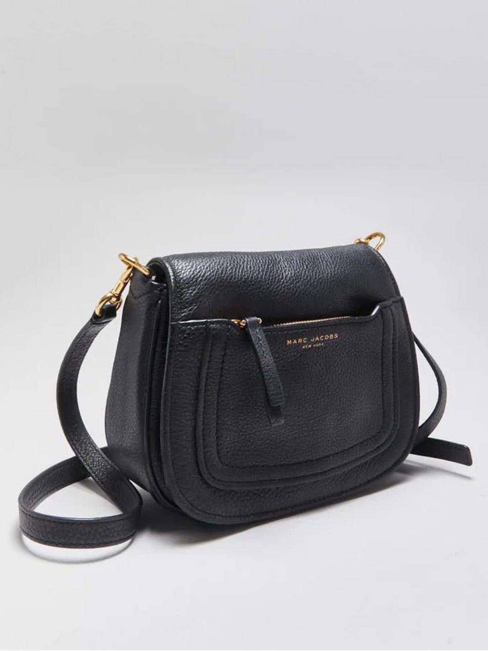 Marc Jacobs Empire City Mini Messenger Bag Black Pebbled Leather Gold Hardware